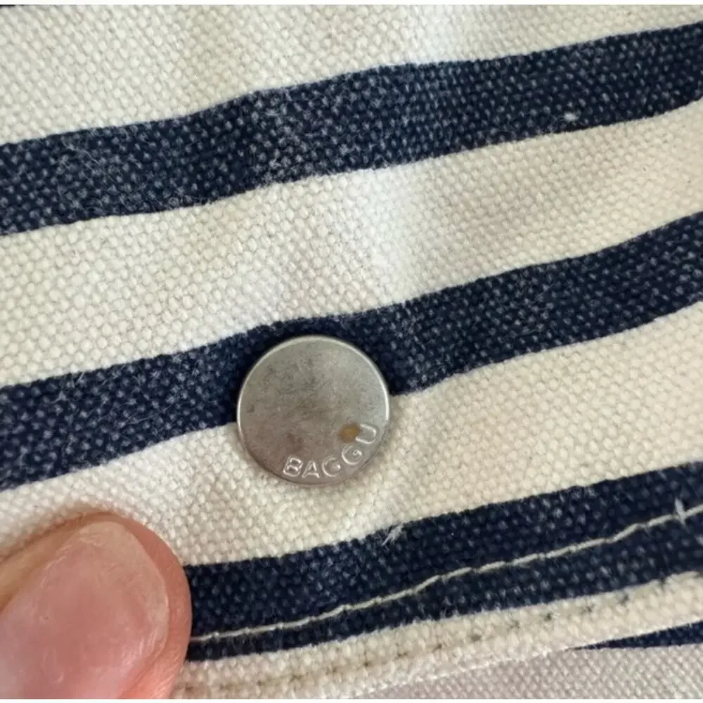 Baggu Blue White Cotton Canvas Sailor Stripe Backpack Sacre Coeur Nautical Boho